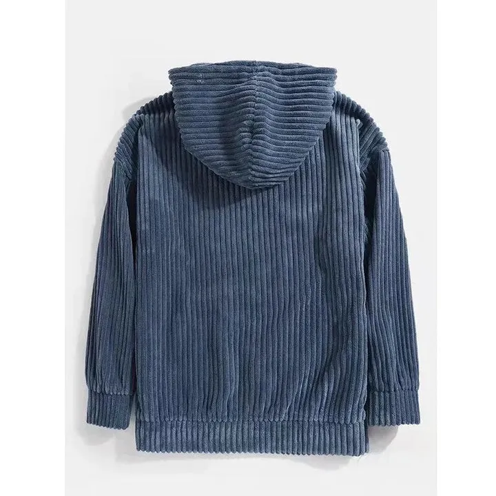 Men's high-end hooded corduroy jacket