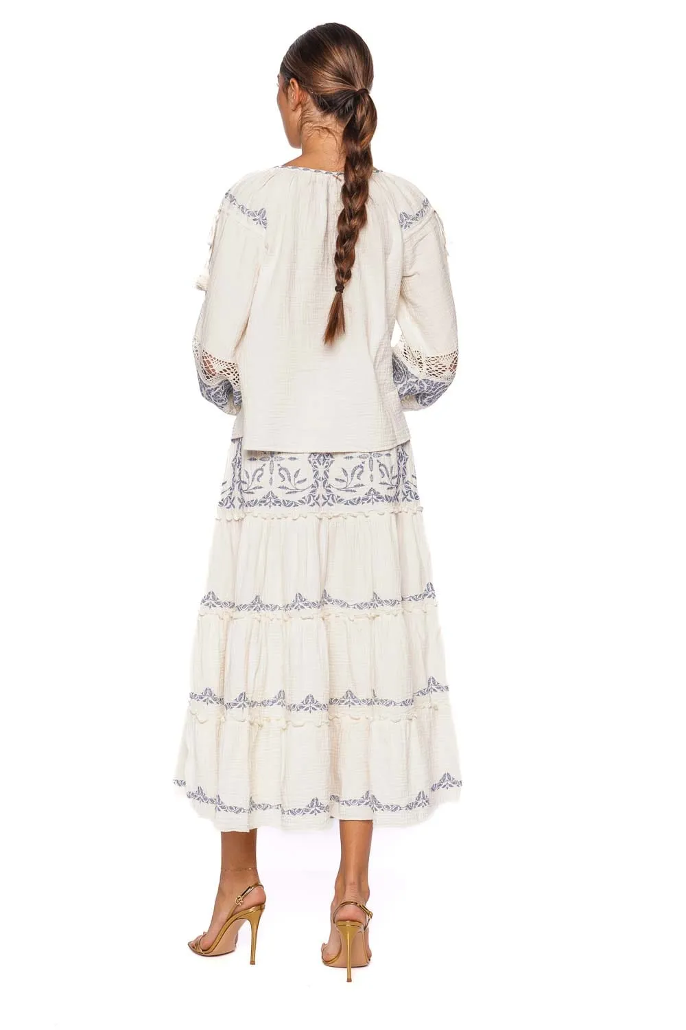 Micah Embroidered Cotton Drawstring Top