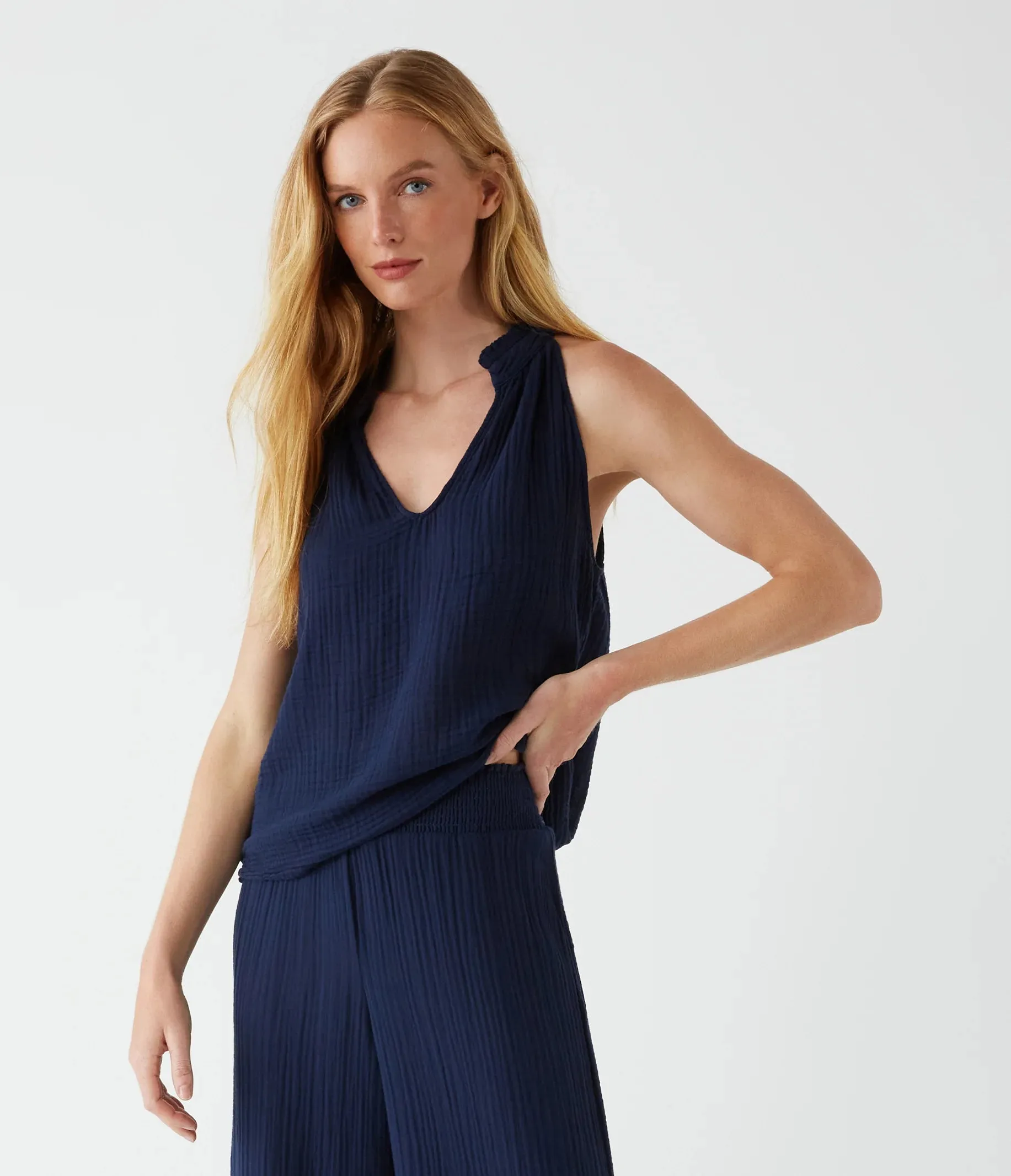 MICHAEL STARS- Viola Gauze Tank Nocturnal