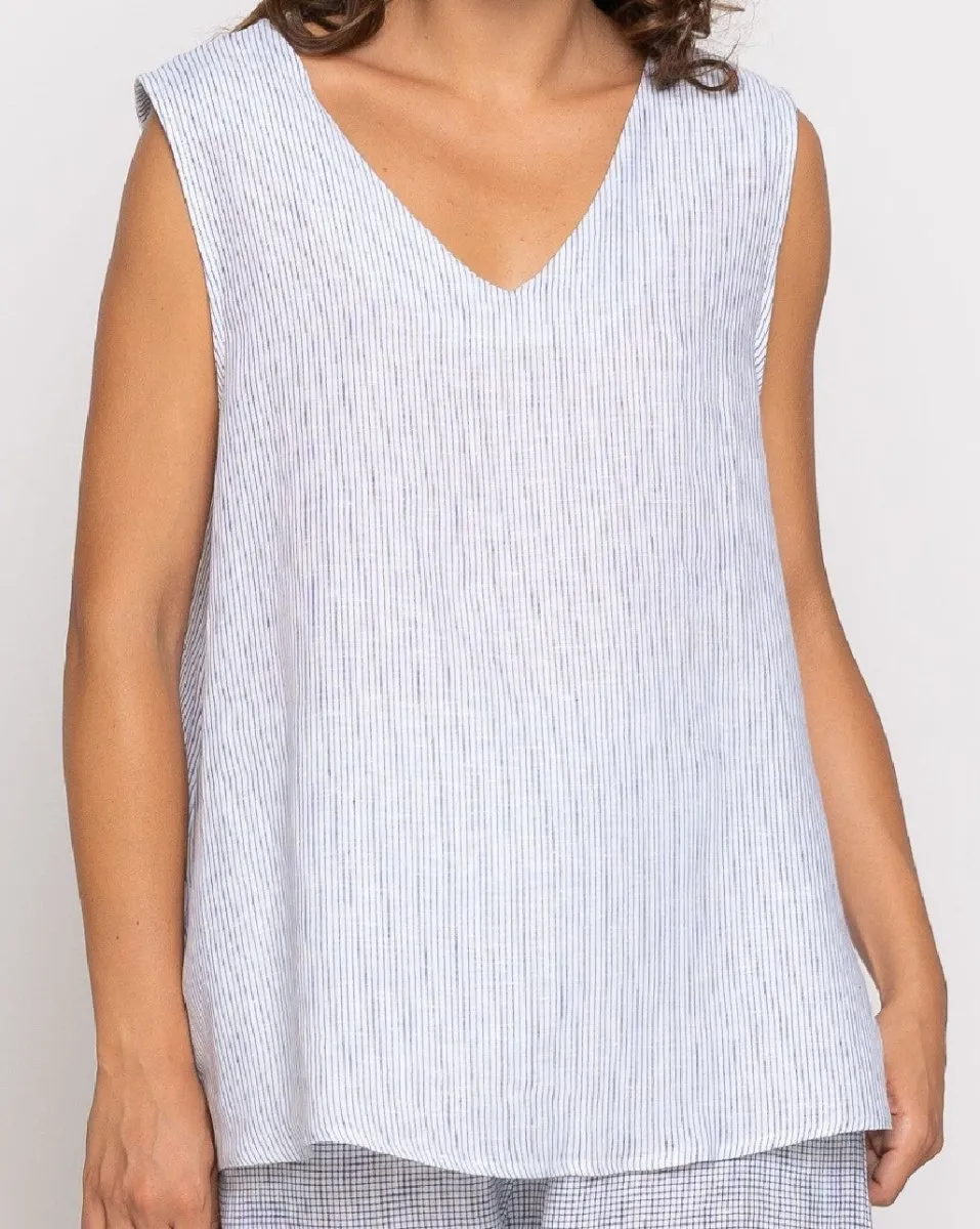 Micro Striped V-Neck Tank Top