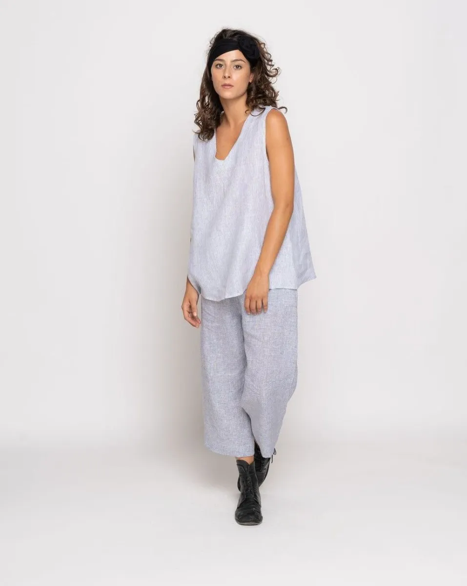 Micro Striped V-Neck Tank Top