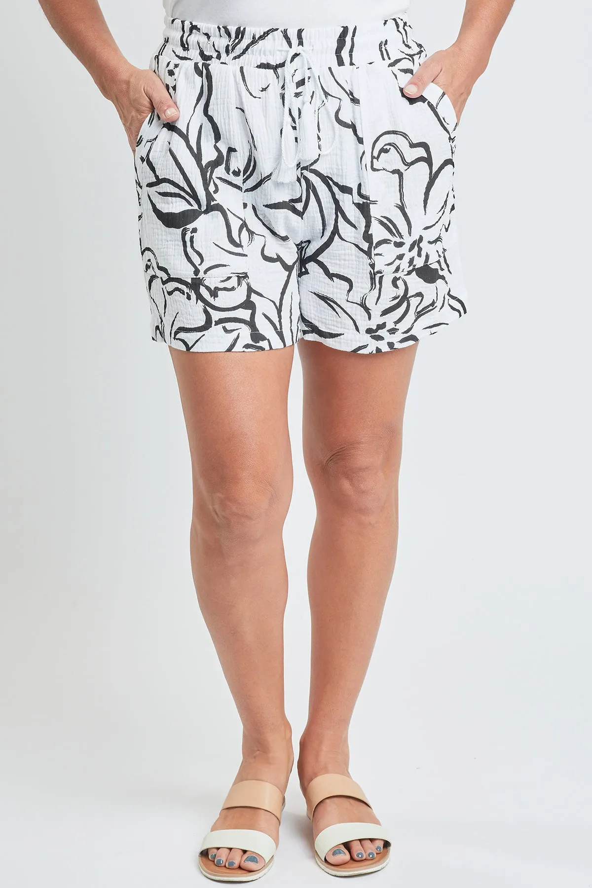 Missy Double Gauze Shorts With Porkchop Pockets And Tassel Drawstring 6 Pack