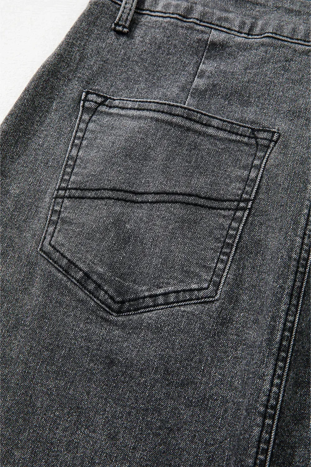 'Mobi' Raw Hem Midi Denim Skirt with Pockets