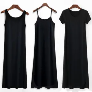 Modal Suspender Skirt Women's Summer Dress with Cotton Bottoming Black Vest Long Skirt All-match Skirt