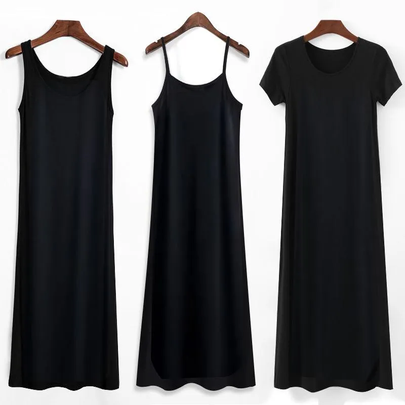 Modal Suspender Skirt Women's Summer Dress with Cotton Bottoming Black Vest Long Skirt All-match Skirt
