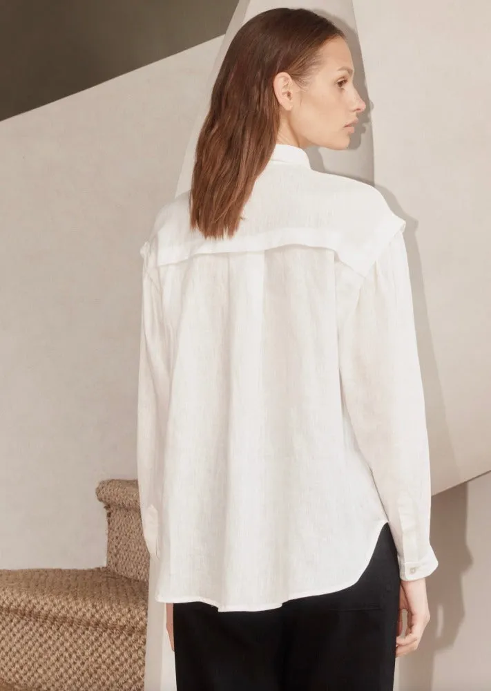 Morrison Flora Linen Shirt  White