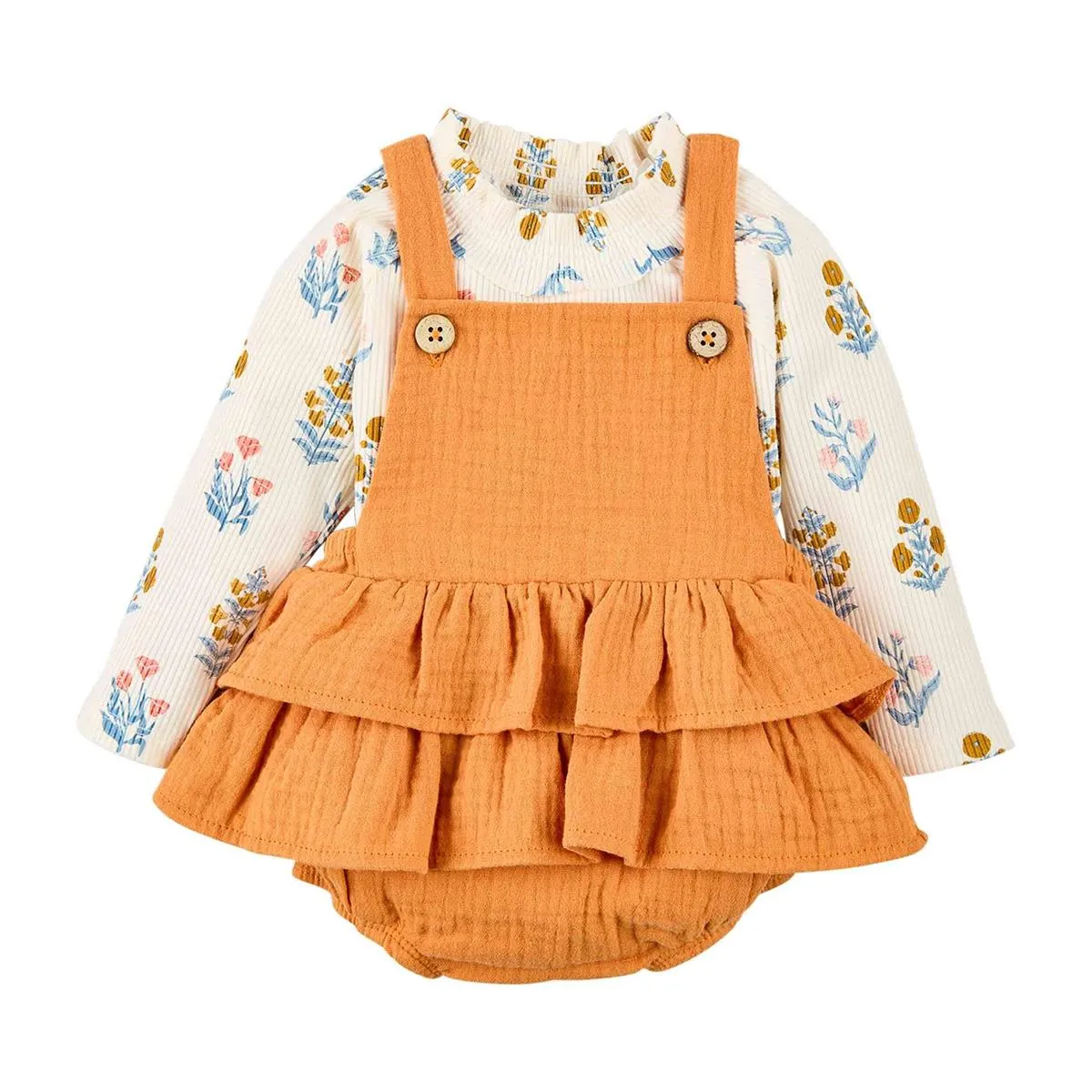 Mud Pie Autumn Marigold Bubble & Shirt Set