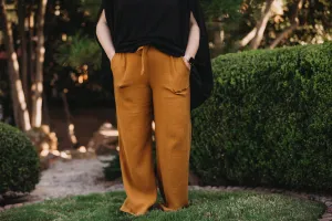 Mustard Gauze Tie Pants