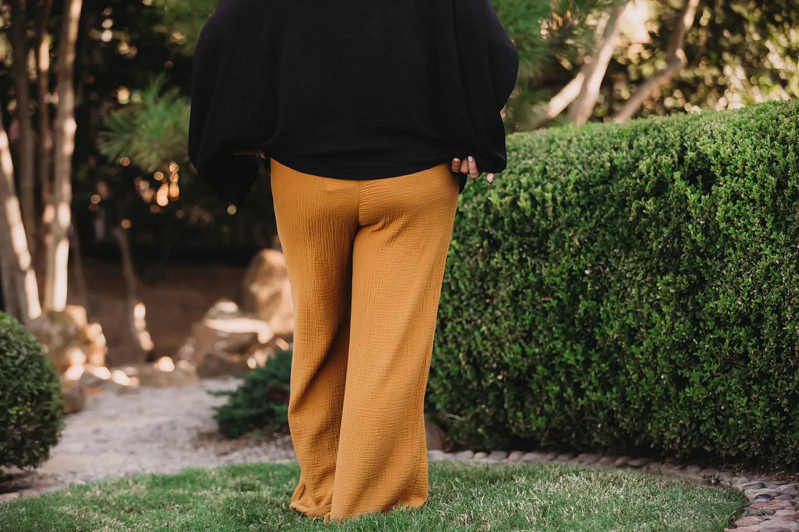 Mustard Gauze Tie Pants