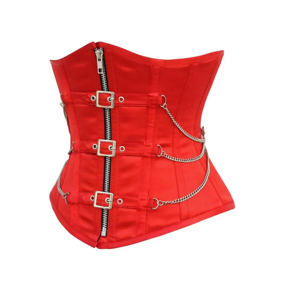Nainsi Red Underbust Corset with Buckles