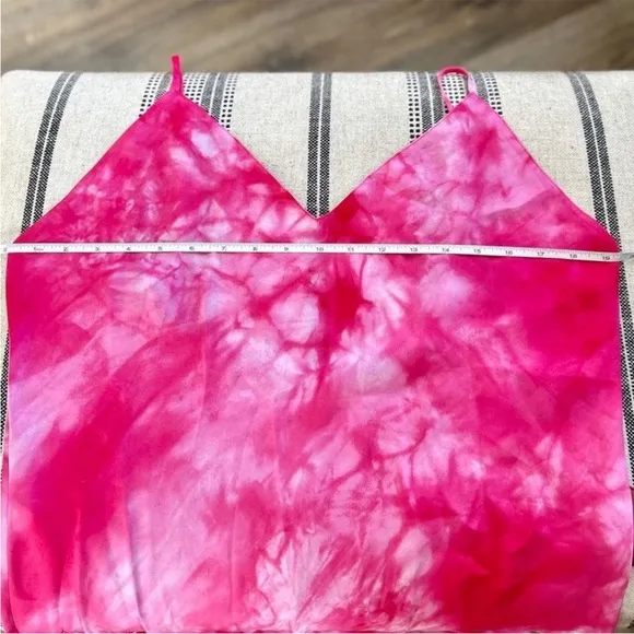 Natori Sora Slip Camisole Nightgown in Sunset Coral Tye Dye Pink &amp; White, Large