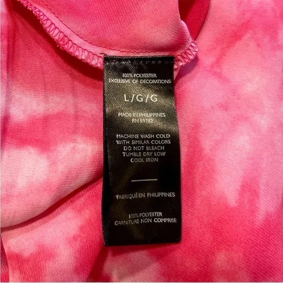 Natori Sora Slip Camisole Nightgown in Sunset Coral Tye Dye Pink &amp; White, Large