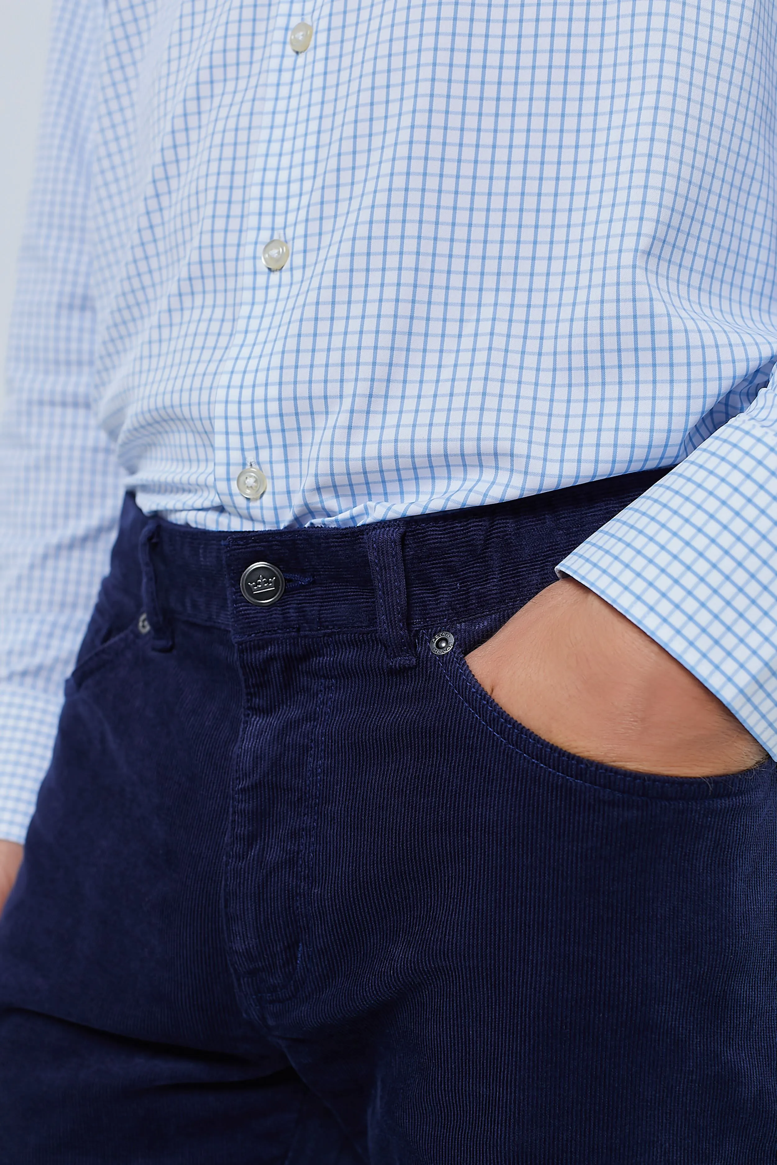 Navy Superior Soft Corduroy Five-Pocket Pant