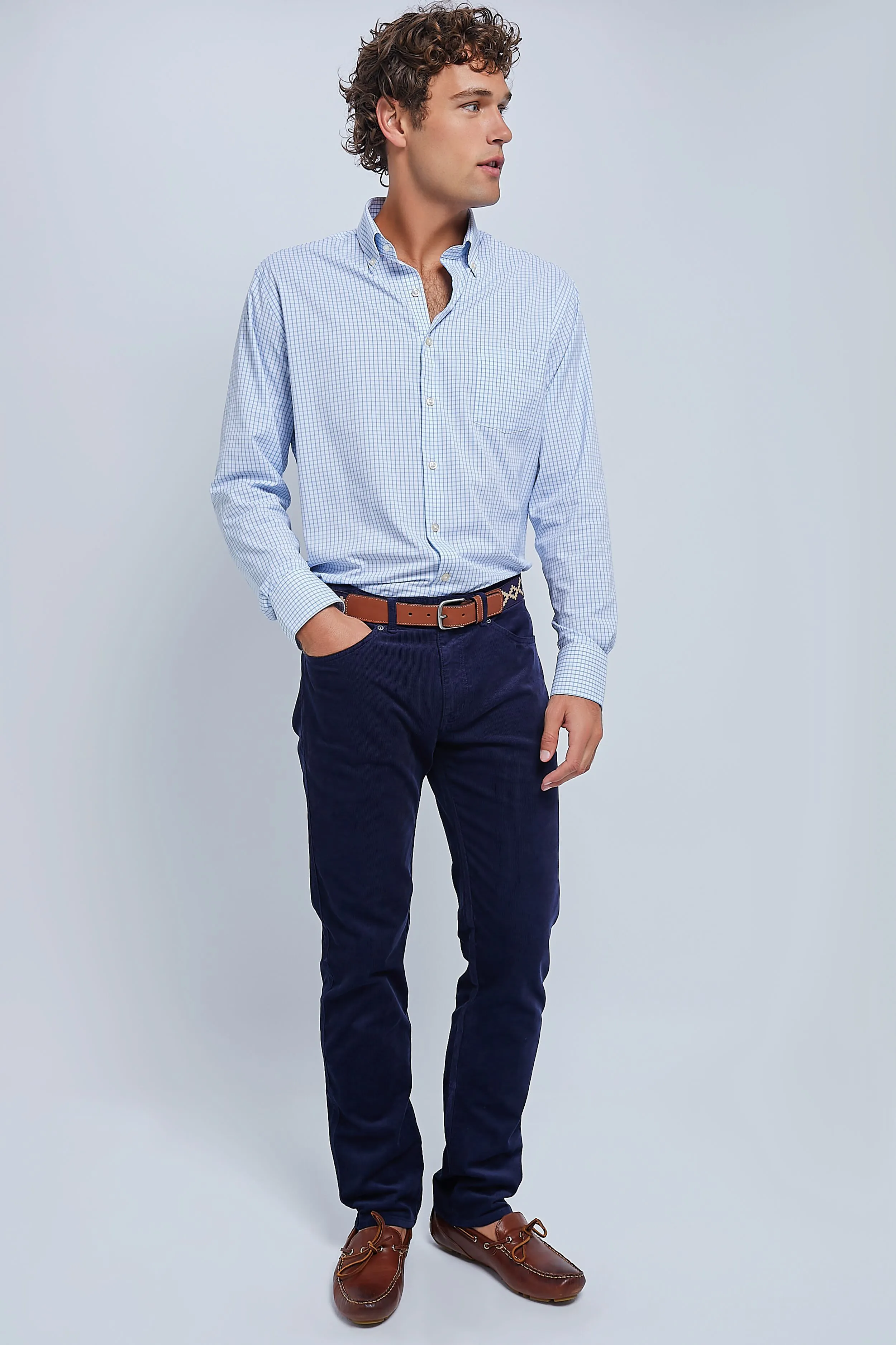 Navy Superior Soft Corduroy Five-Pocket Pant