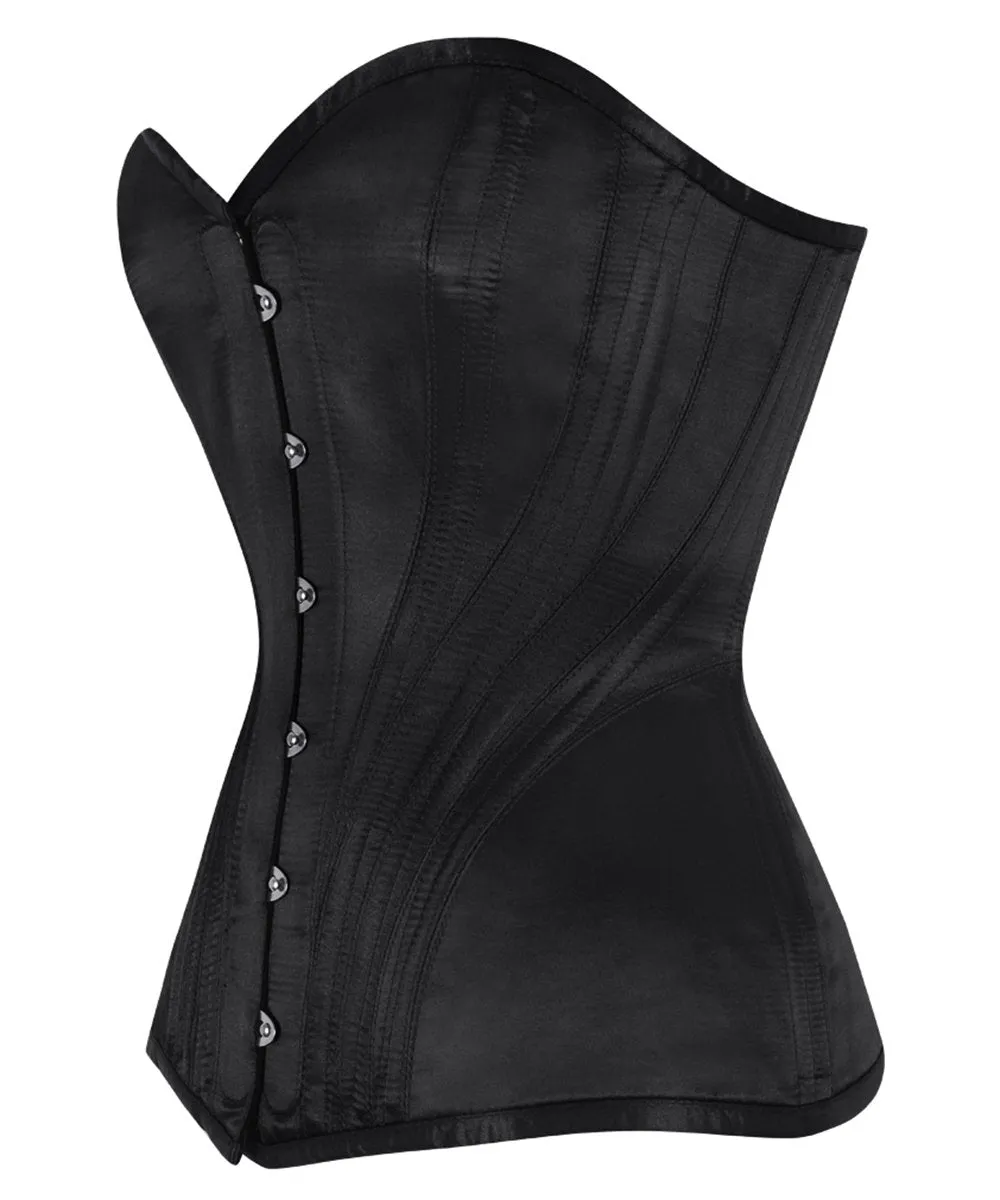 Nayeli Satin Overbust Black Corset