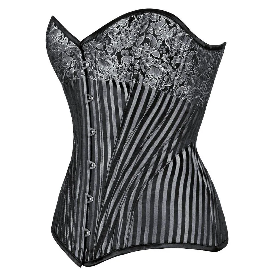 Nayla Brocade Overbust Silver Corset