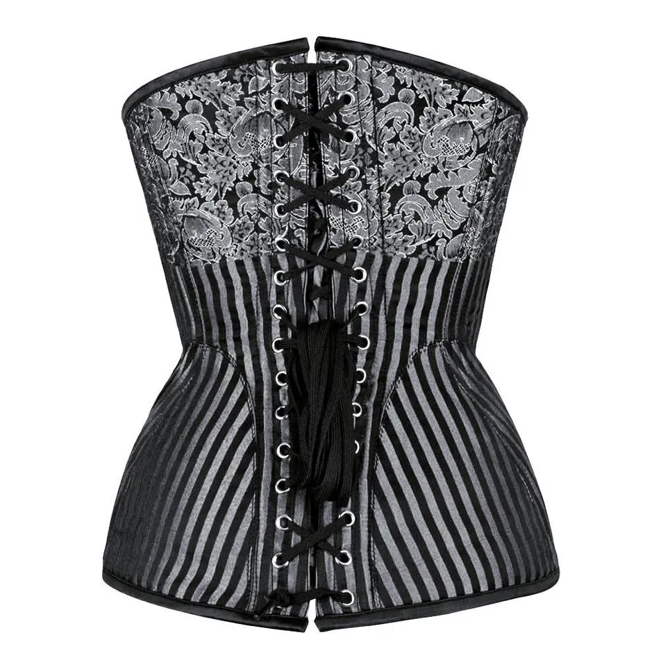 Nayla Brocade Overbust Silver Corset