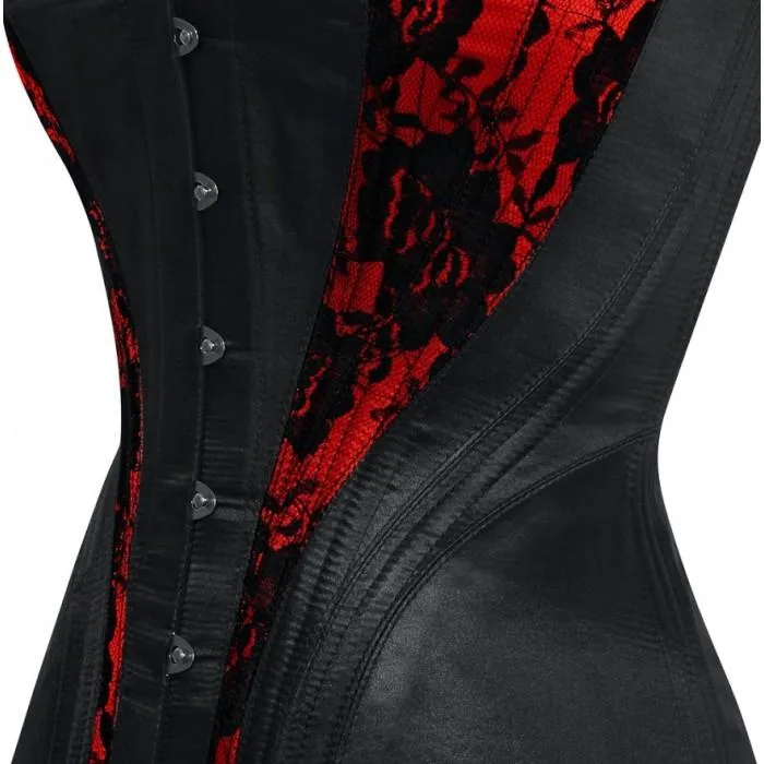 Neriah Satin Overbust Black/Red Net Corset