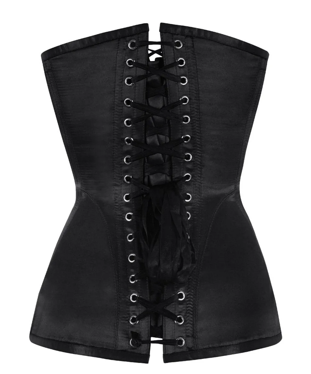 Neriah Satin Overbust Black/Red Net Corset