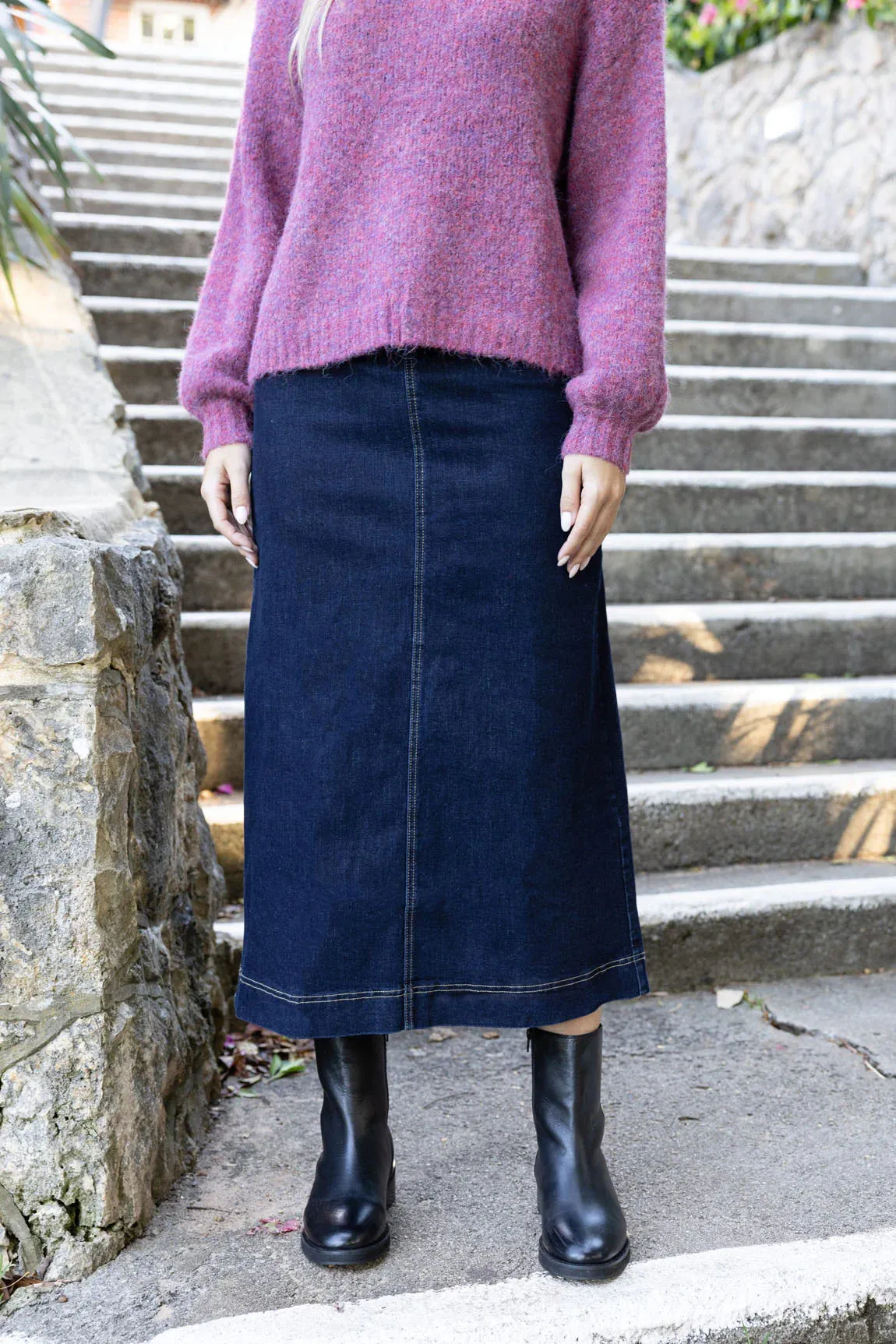 Nevada Denim Skirt - Dark Blue