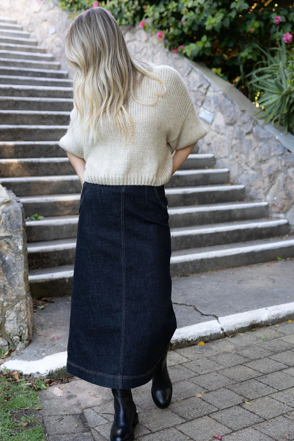 Nevada Denim Skirt - Dark Blue
