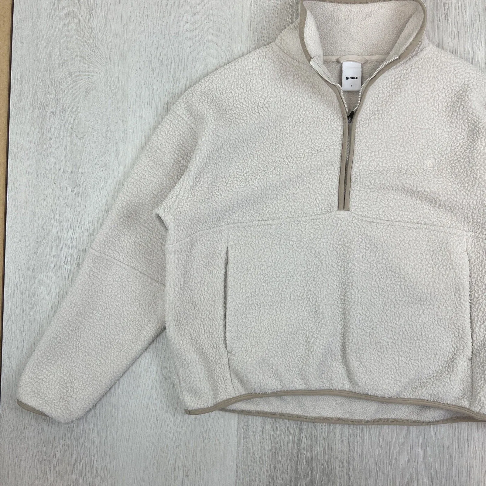 Nimble Womens Cream Polar Fleece 1/4 Zip Sweater Jumper Size Small