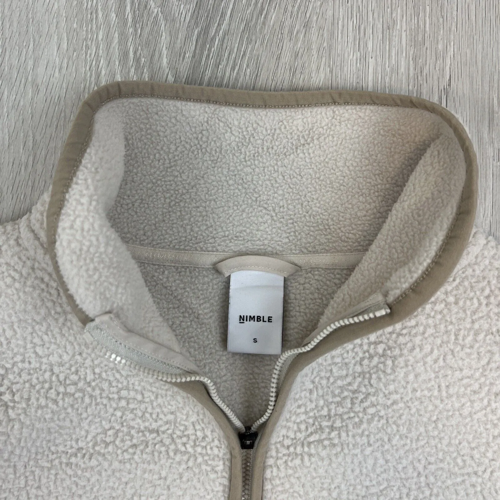 Nimble Womens Cream Polar Fleece 1/4 Zip Sweater Jumper Size Small