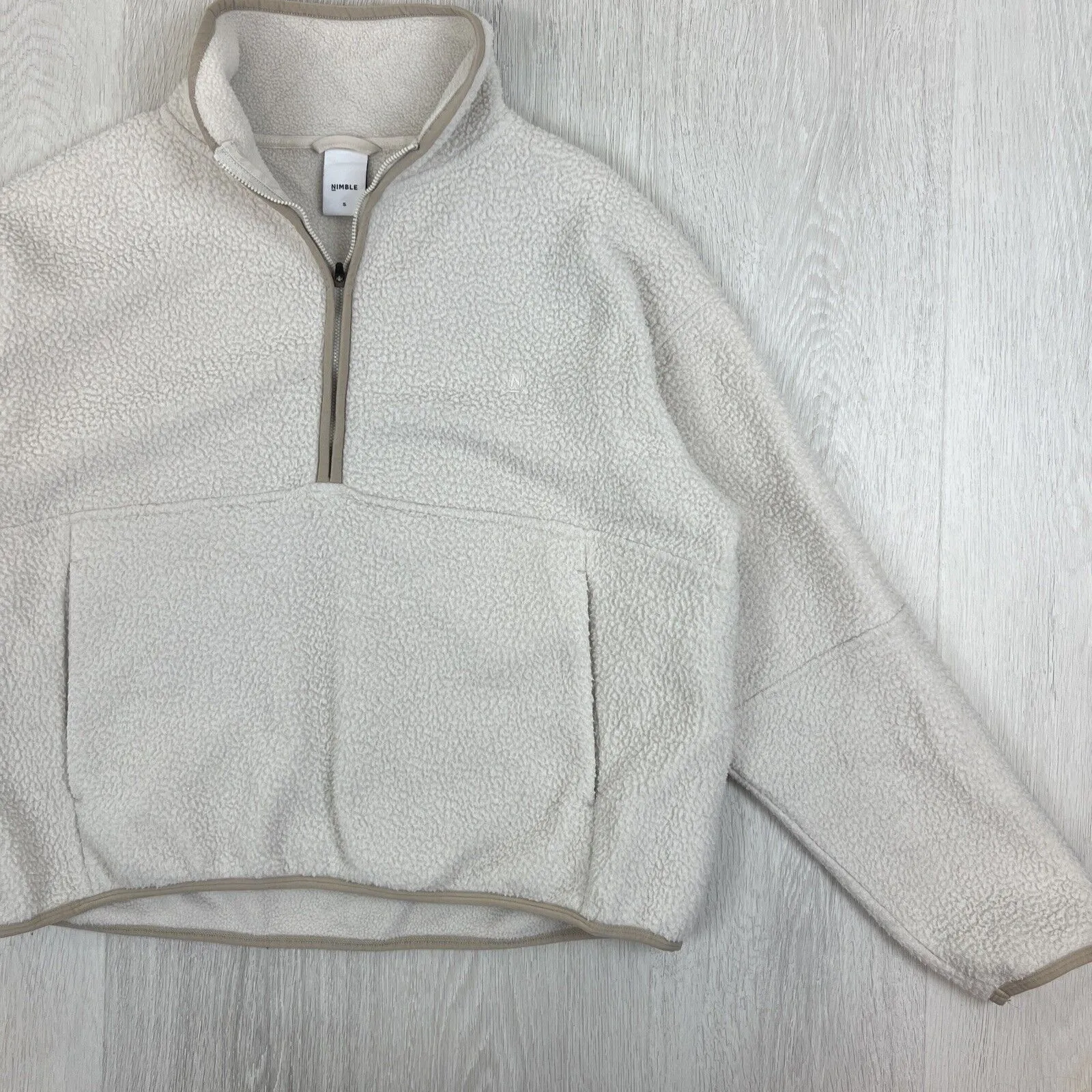 Nimble Womens Cream Polar Fleece 1/4 Zip Sweater Jumper Size Small