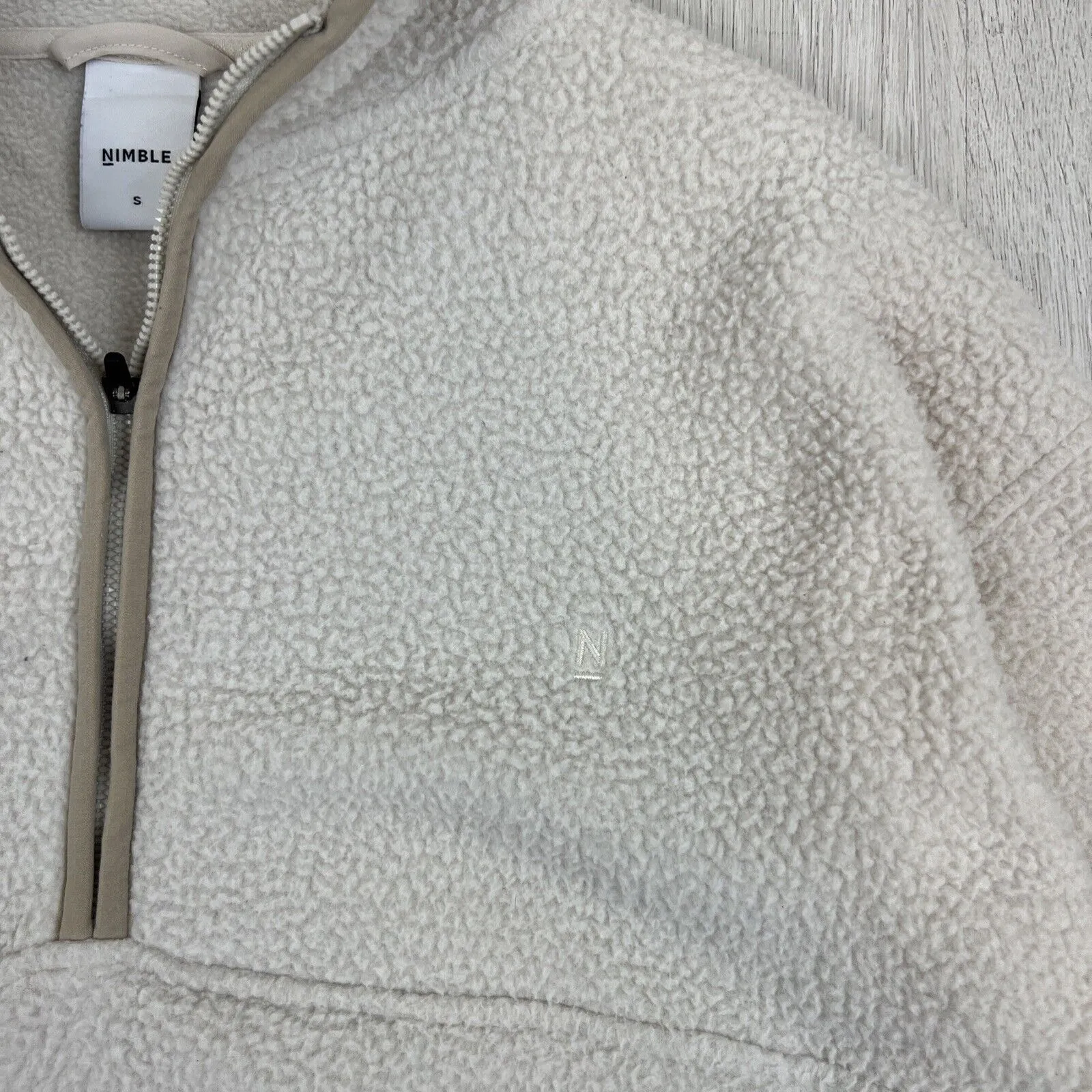 Nimble Womens Cream Polar Fleece 1/4 Zip Sweater Jumper Size Small