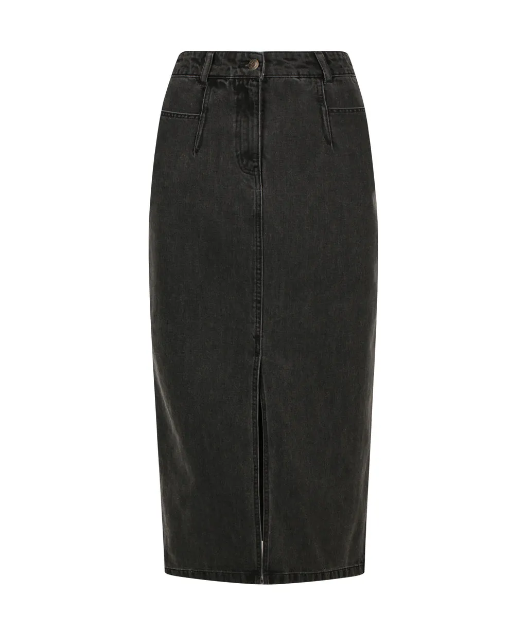 Noir Denim Skirt - Black