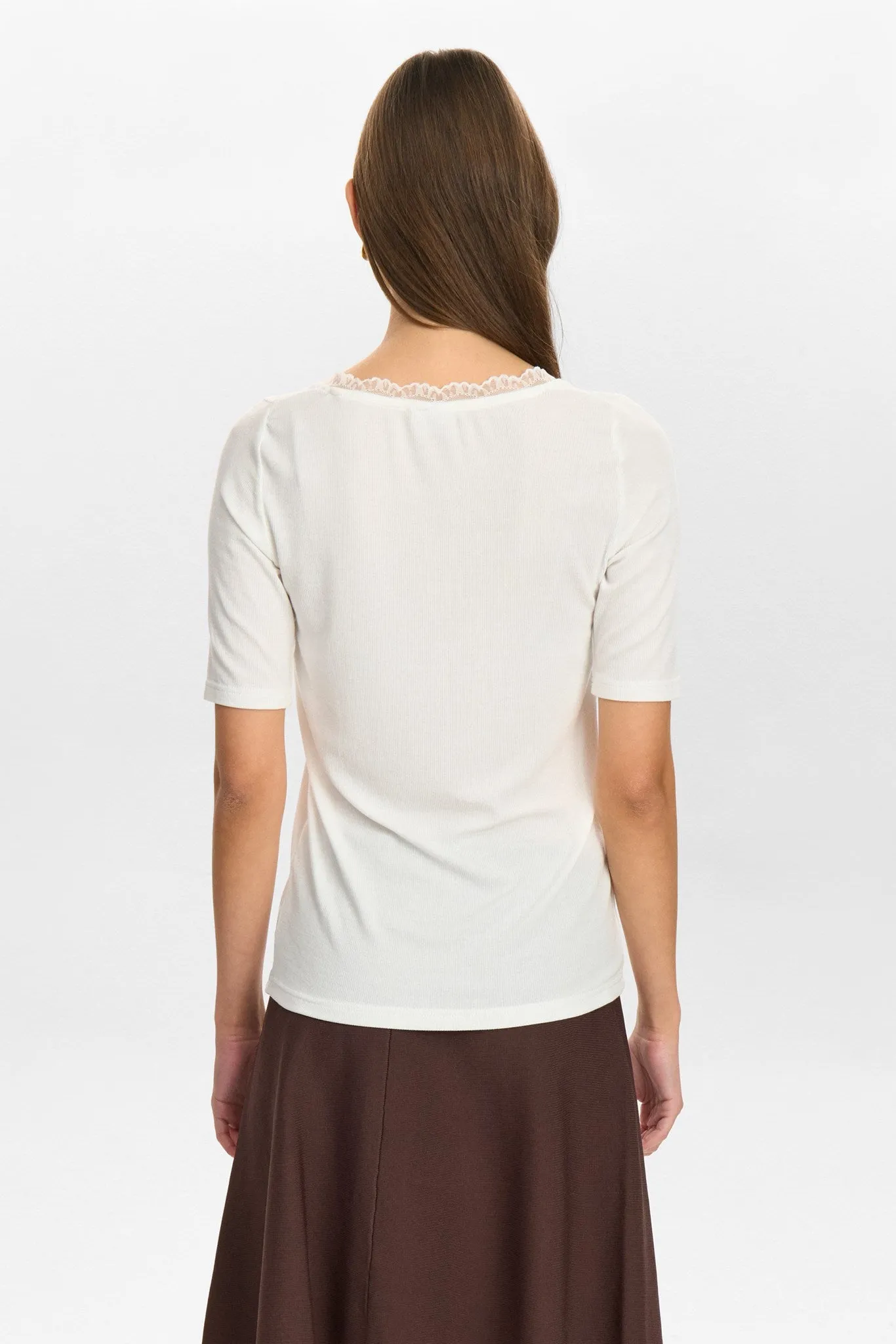 NUBOWIE LACE T-SHIRT - Cloud Dancer