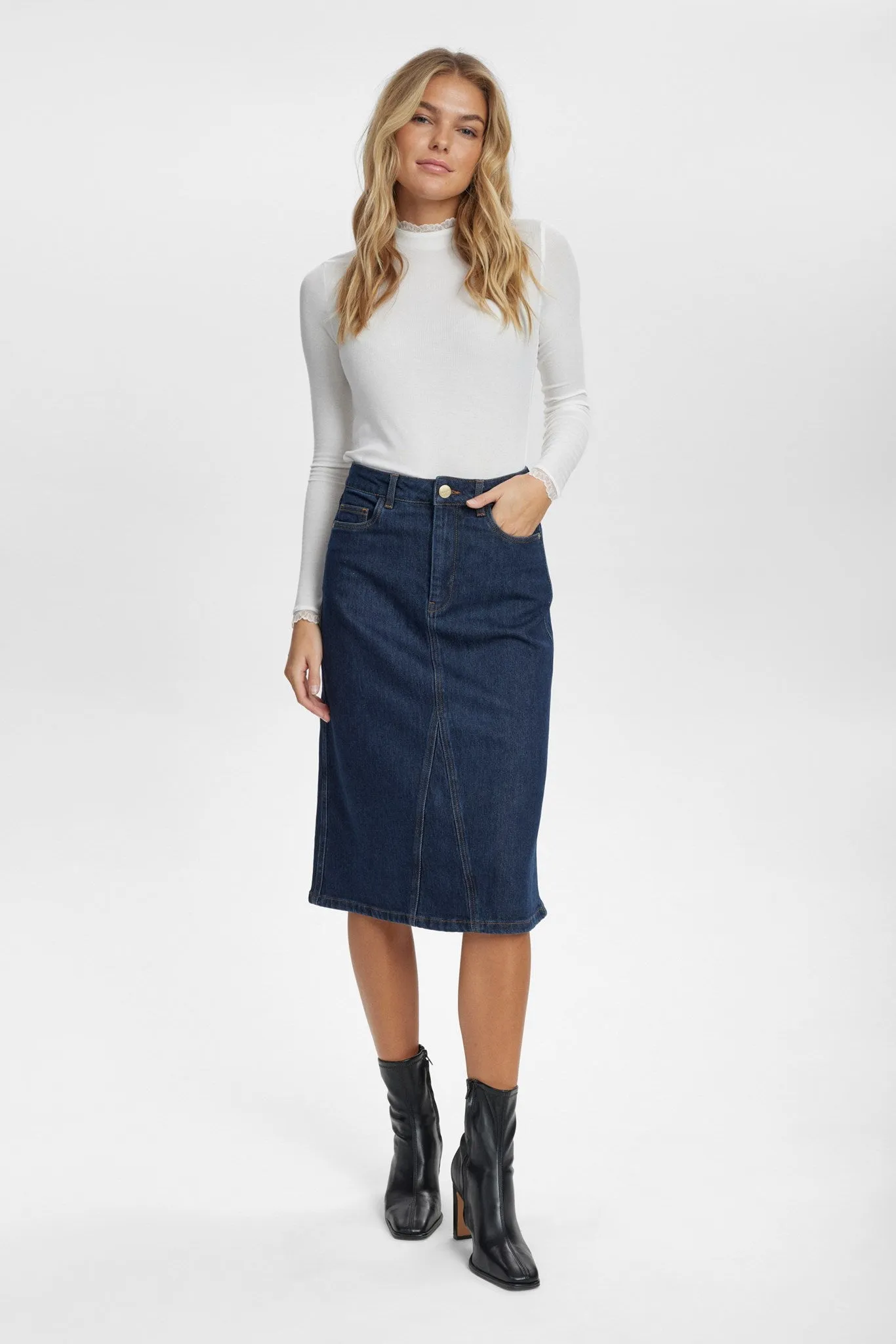NULONDON SKIRT - Dark Blue Denim