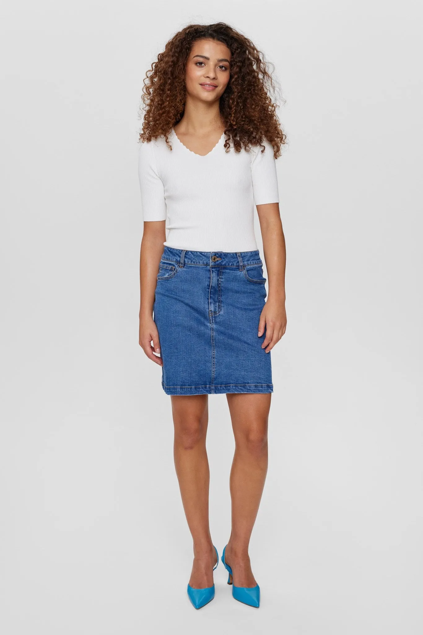 NULULU SHORT DENIM SKIRT - Medium Blue Denim