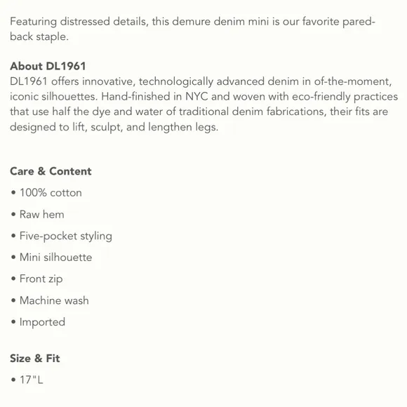 NWOT DL1961 Georgia Skirt for Anthropologie