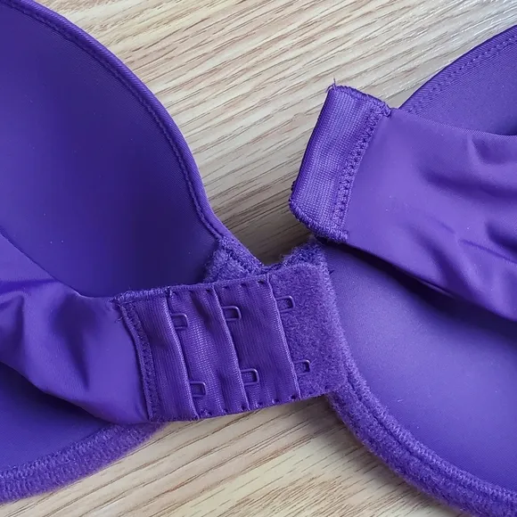 NWT Natori pure luxe coverage contour underwire t shirt bra trim lace plum