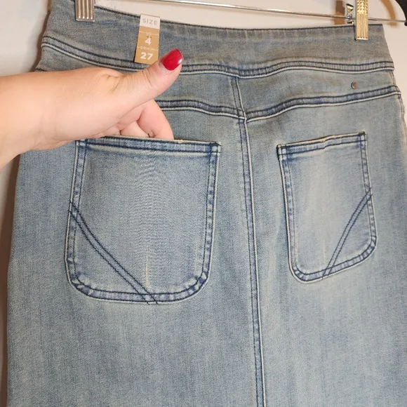 NWT Prana Stretch Denim Dusted Blue Broadway Skirt women's size 4