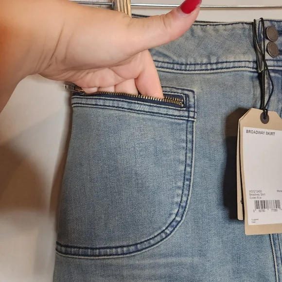 NWT Prana Stretch Denim Dusted Blue Broadway Skirt women's size 4