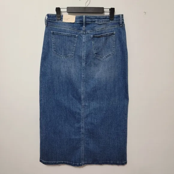 NYDJ High-Rise Women's Blue Denim Jean Maxi Skirt With Slit Size 10