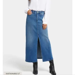 NYDJ High-Rise Women's Blue Denim Jean Maxi Skirt With Slit Size 10