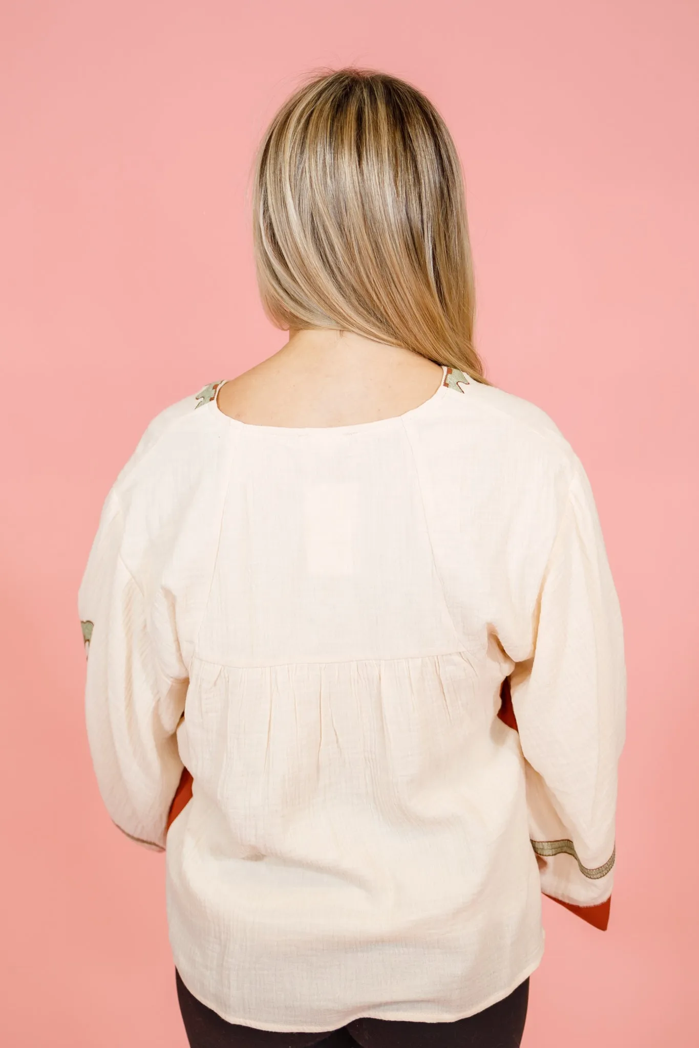 Oatmeal Gauze Pattern Top