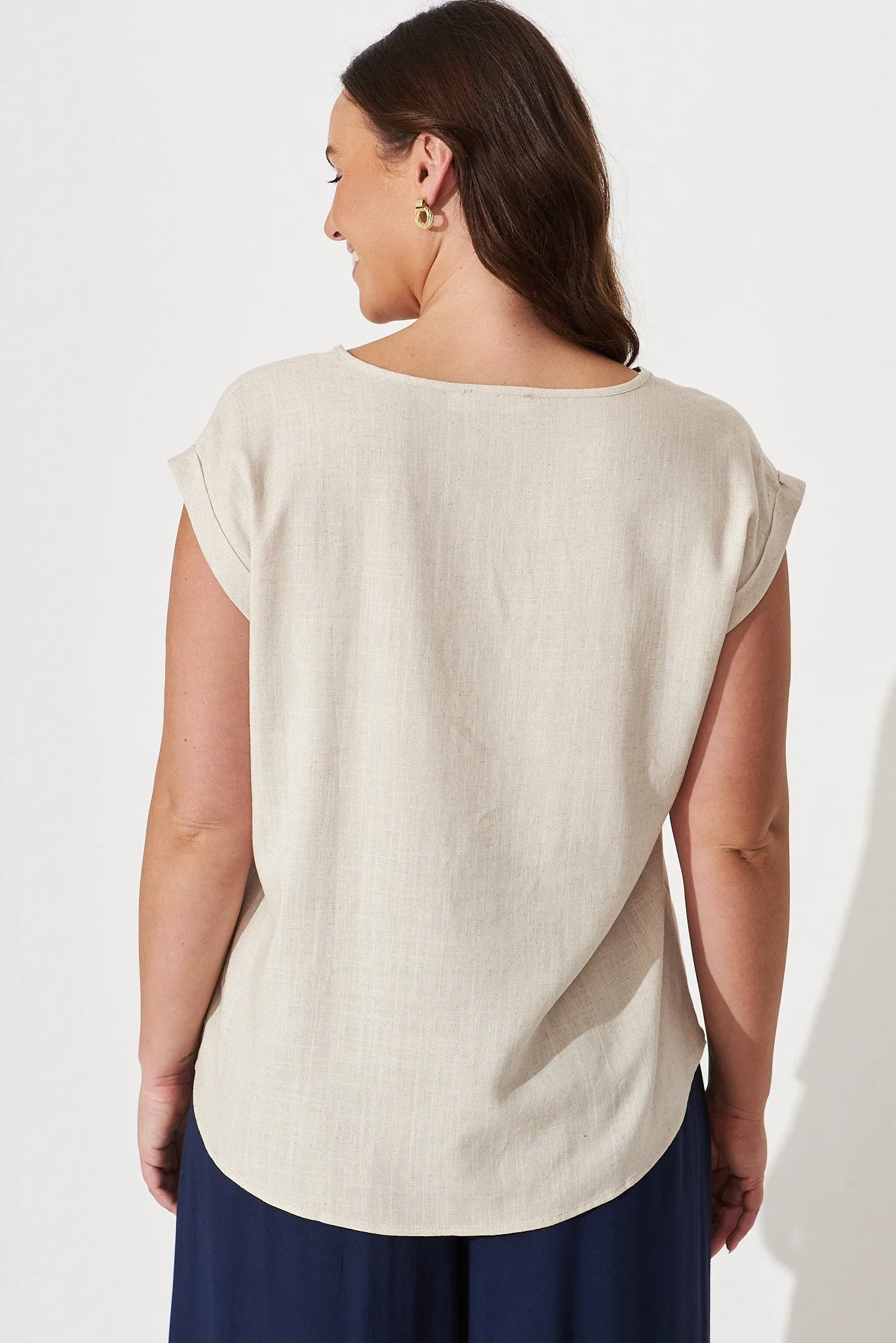 Oatmeal Linen Blend Top