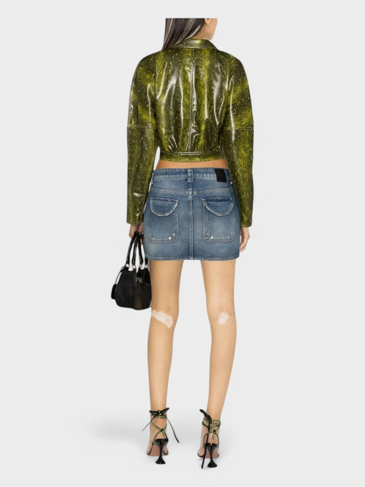 Off-White Logo-Patch Denim Mini Skirt Blue