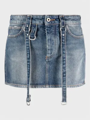 Off-White Logo-Patch Denim Mini Skirt Blue