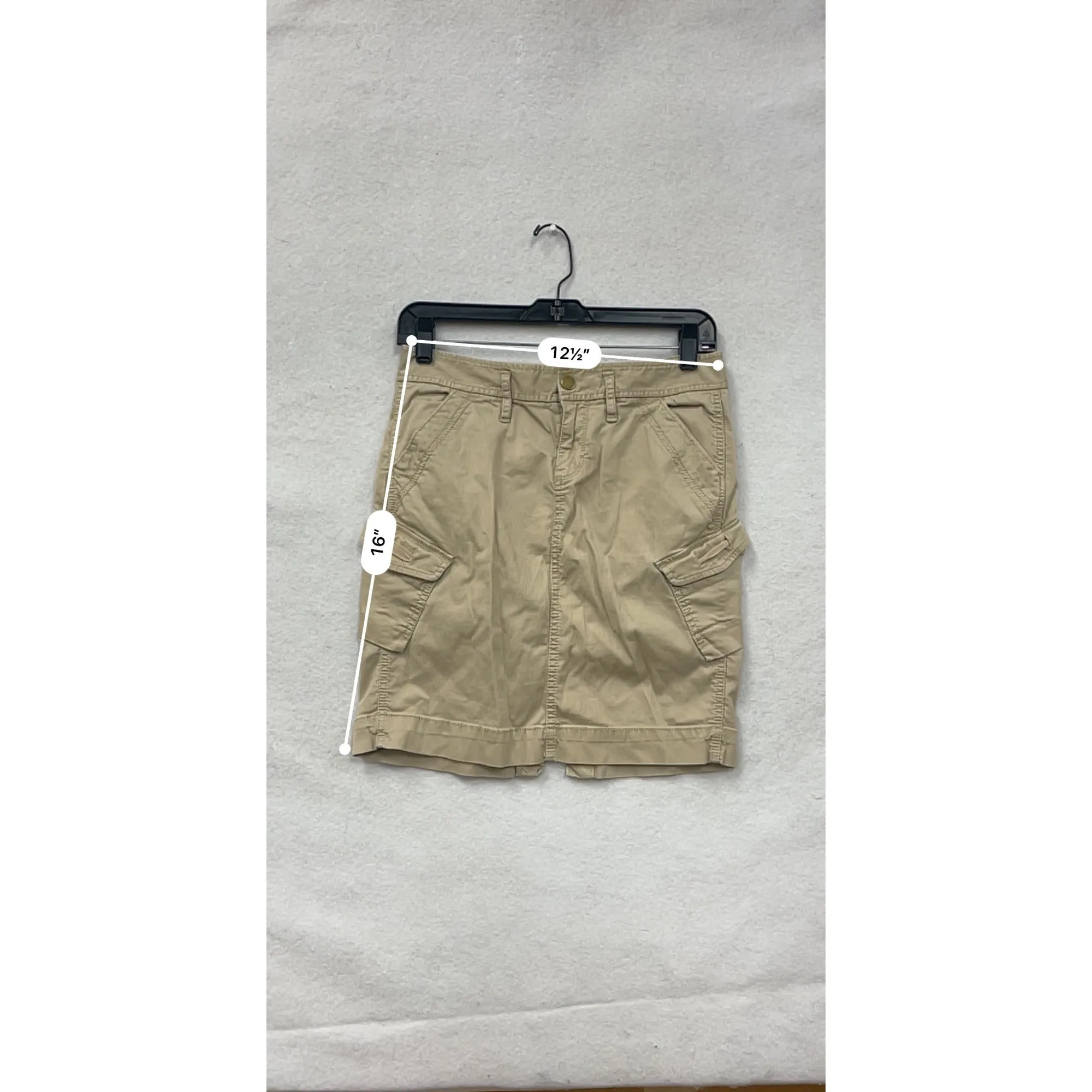 Old Navy Womens Khaki Cargo Skirt Size 2 Cotton & Spandex With Pockets #6798