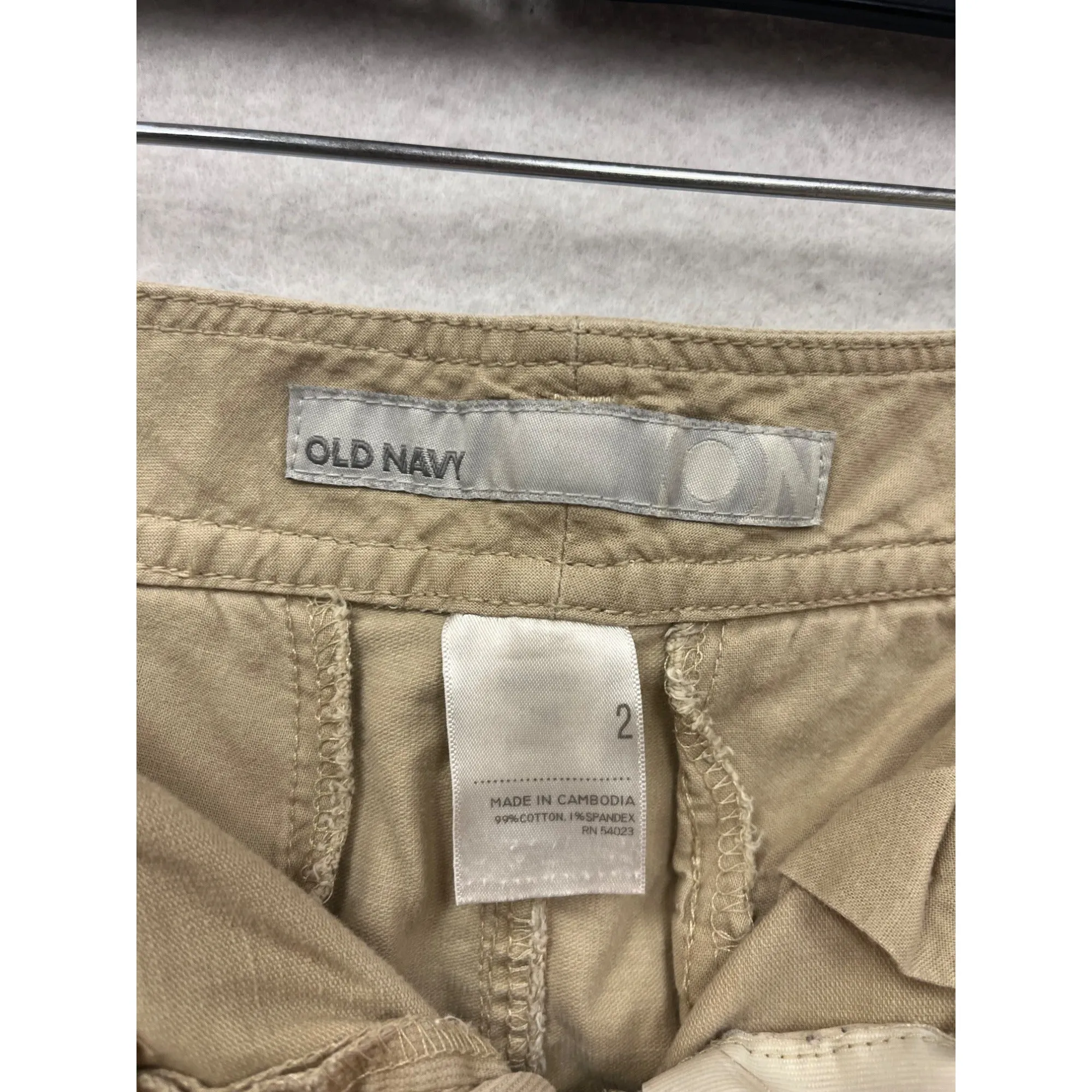 Old Navy Womens Khaki Cargo Skirt Size 2 Cotton & Spandex With Pockets #6798