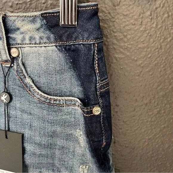 One Teaspoon 2020 Mini High Waist Denim Skirt in Superstar Blue size 22