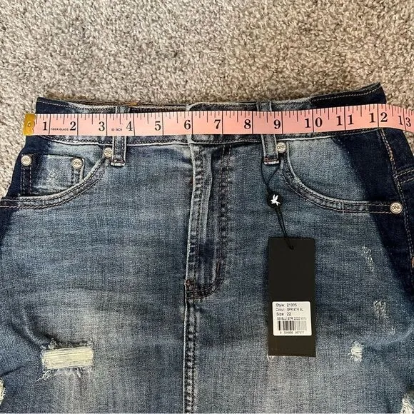 One Teaspoon 2020 Mini High Waist Denim Skirt in Superstar Blue size 22