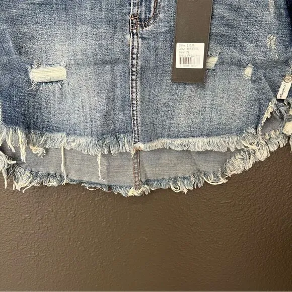 One Teaspoon 2020 Mini High Waist Denim Skirt in Superstar Blue size 22