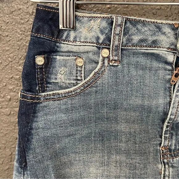 One Teaspoon 2020 Mini High Waist Denim Skirt in Superstar Blue size 22