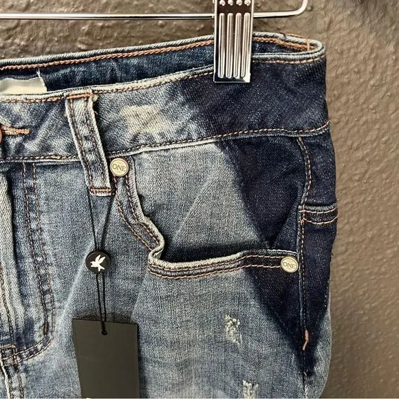 One Teaspoon 2020 Mini High Waist Denim Skirt in Superstar Blue size 26